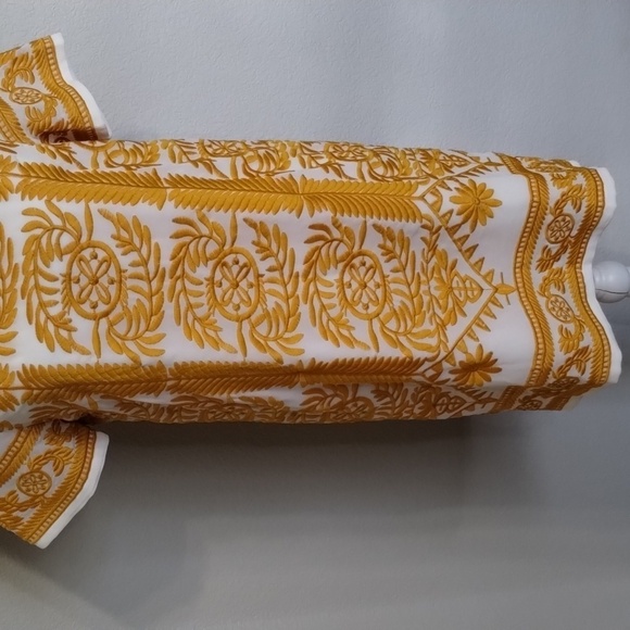 All:row Yellow White Embroidered Leaf Pattern Dress Size Small - Picture 3 of 10